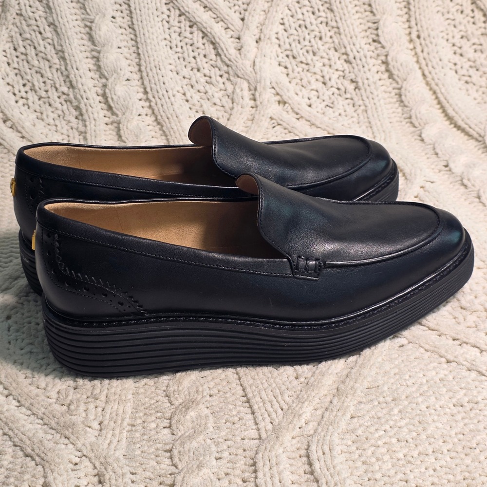 Cole Haan Original Grand Venetian Leather Loafers Platform Black Womens 8B - Picture 5 of 9